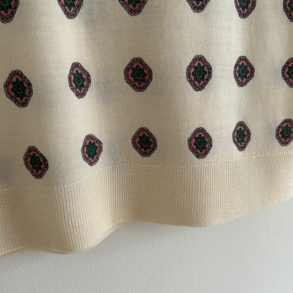 J. Crew Cream Sweater with Black and Red Pattern - Picture 7 of 10